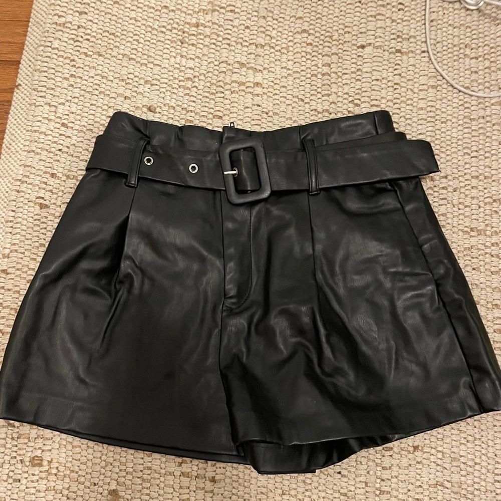 Zara leather shorts